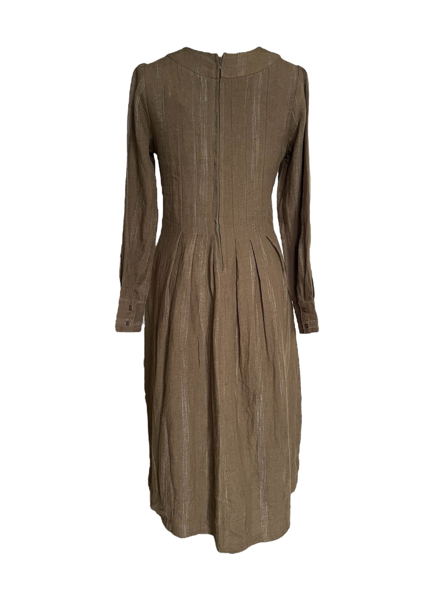 WDTS  - Tilly dress - Linen Olive stripe