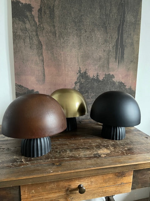 Vega mushroom  lamp - Antique brass finish Iron and antique black