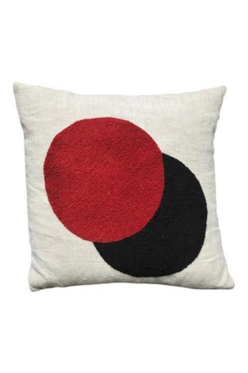Circles embroidered cushion