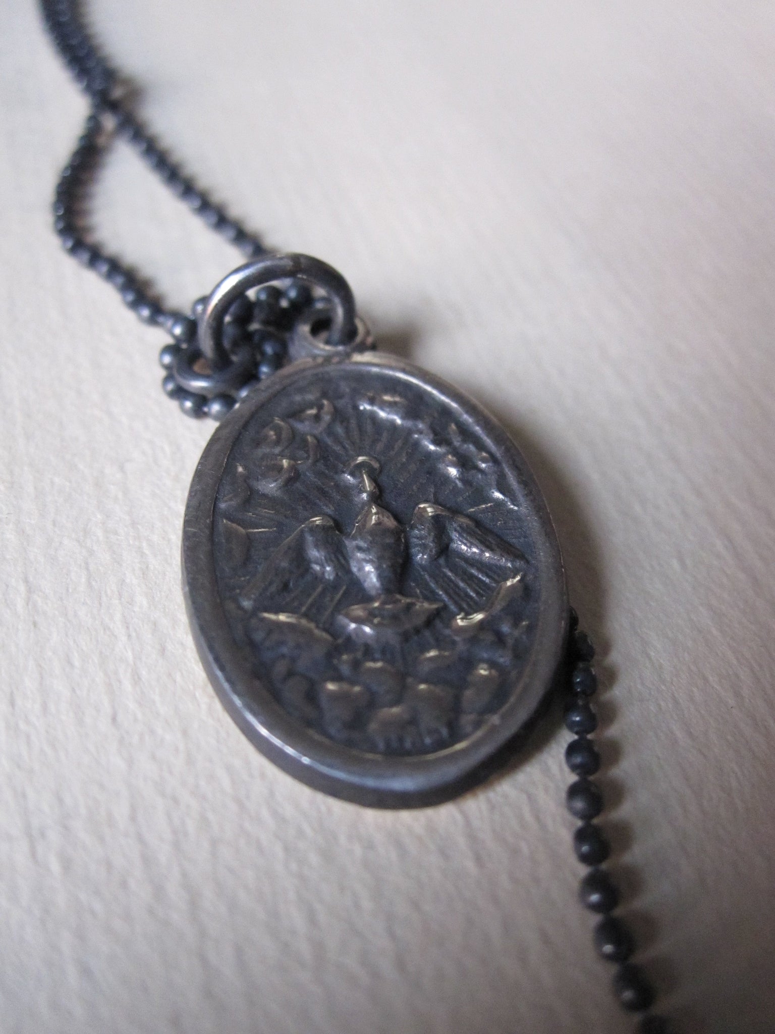WDTS 925 oxidised Silver icon necklace