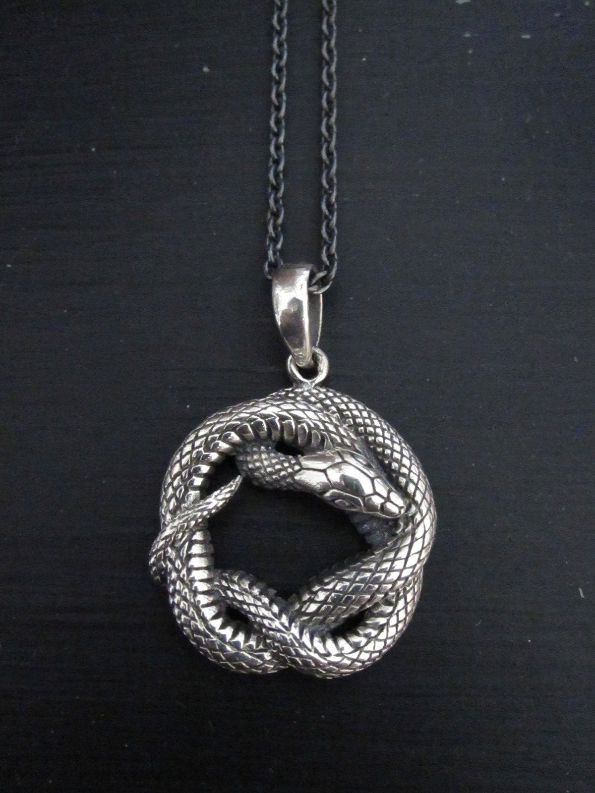 Oxidised 925 Silver Snake necklace