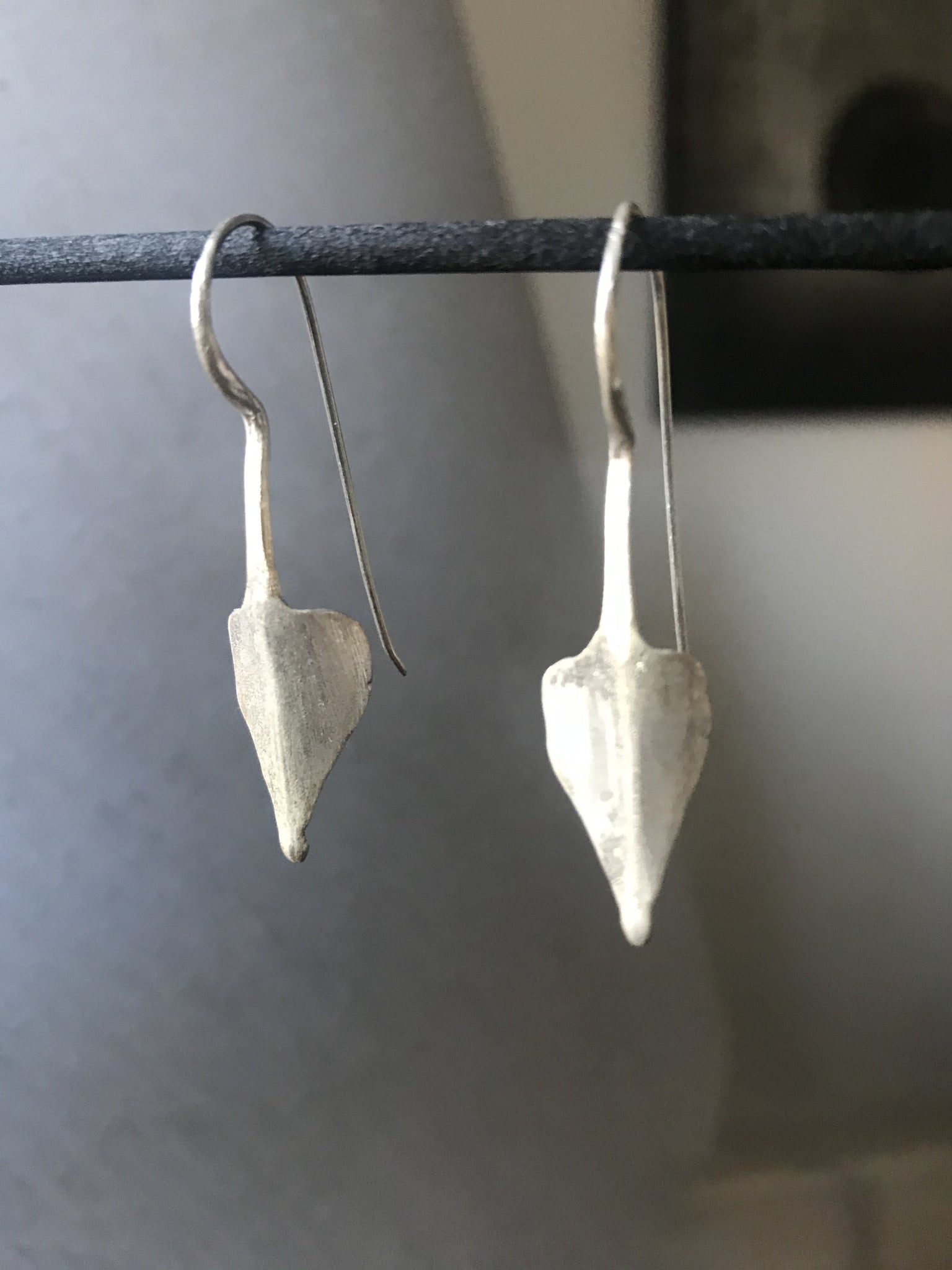 Tribal earrings - brushed silver