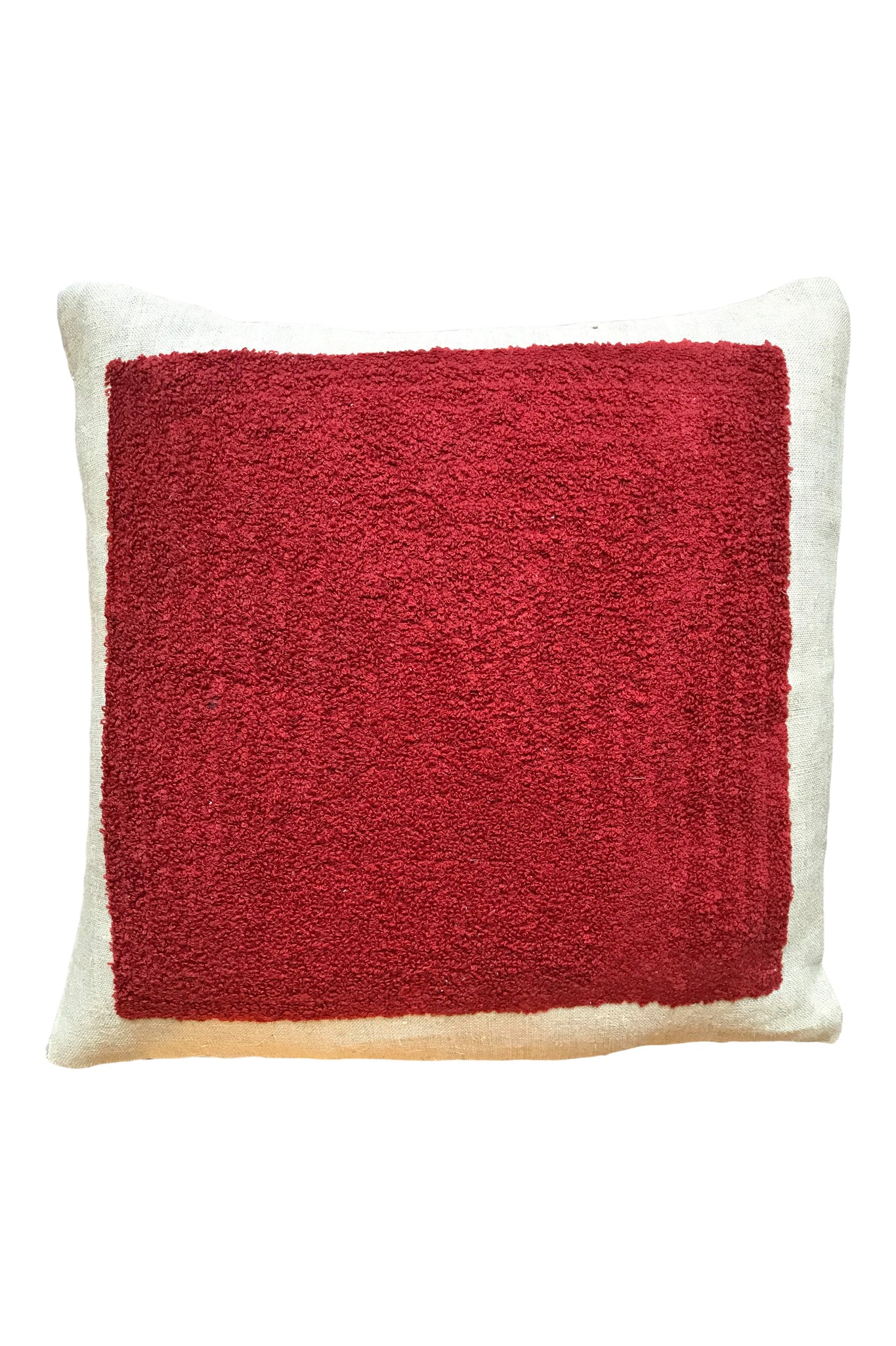 Red square embroidered cushion