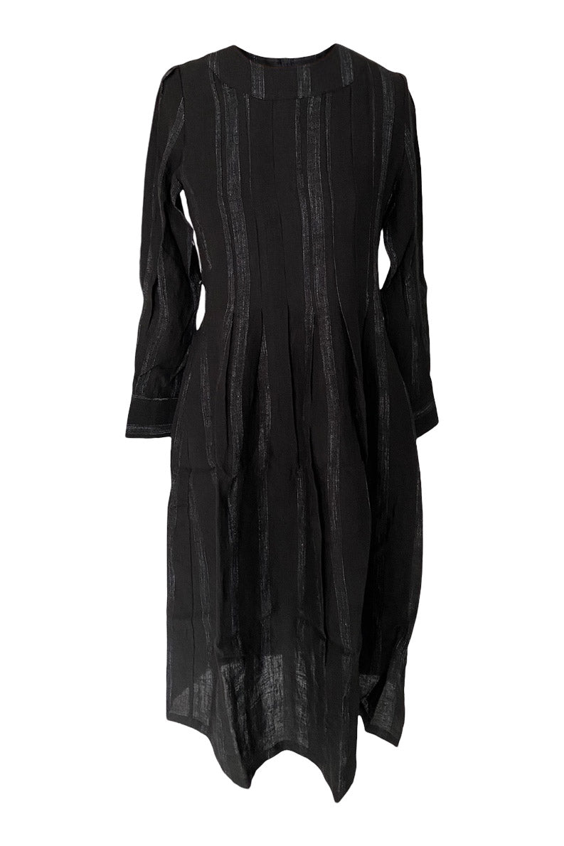 WDTS  - Tilly dress - Black Linen with a grey thread