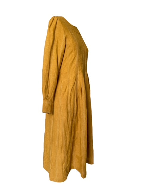 WDTS  - Tilly dress - Mustard Linen with a grey thread