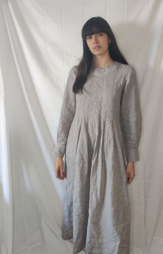 WDTS  - Tilly dress -Grey Linen with a grey thread