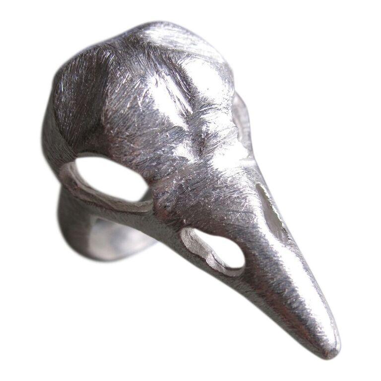 WDTS 925 Brushed Silver Bird Skull Ring